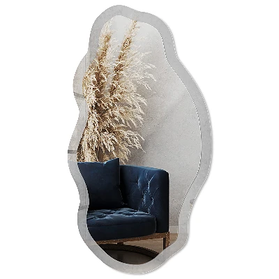 Irregular mirror with printed frame Gray abstraction