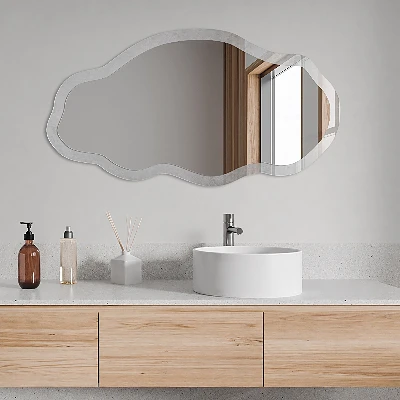 Irregular mirror with printed frame Gray abstraction