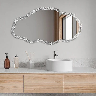 Irregular mirror with printed frame Leafy rhythm