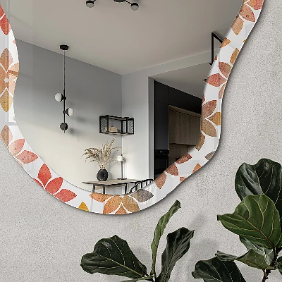 Asymmetric mirror with printed frame Floral pattern