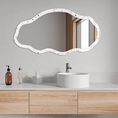 Asymmetric mirror with printed frame Pastel Terrazzo