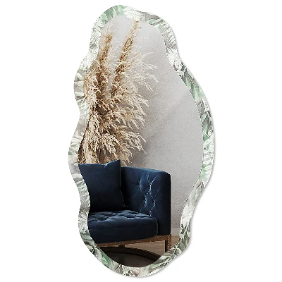 Asymmetric mirror with printed frame Green jungle