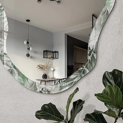 Asymmetric mirror with printed frame Green jungle