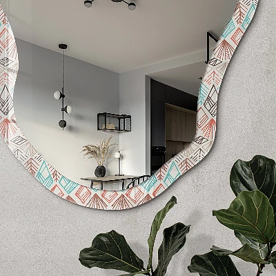 Asymmetric mirror with printed frame Geometric nature
