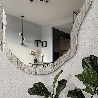 Irregular printed mirror Wooden texture