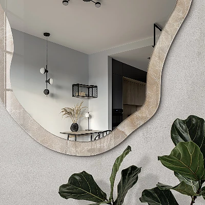 Irregular printed mirror Beige marble