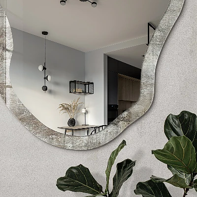 Irregular printed mirror Industrial patina