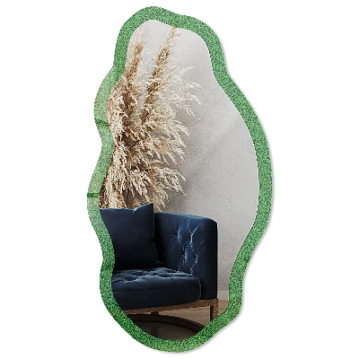 Irregular mirror with printed frame Grass pattern