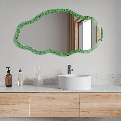 Irregular mirror with printed frame Grass pattern