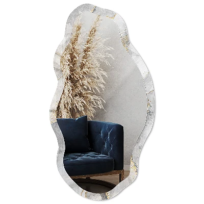 Asymmetric mirror with printed frame Marble abstraction