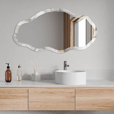 Asymmetric mirror with printed frame Marble abstraction