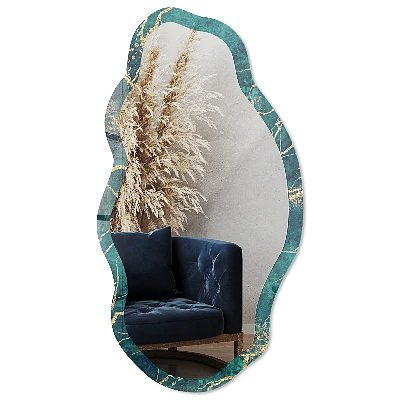 Asymmetric mirror with printed frame Marble pattern