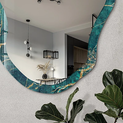 Asymmetric mirror with printed frame Marble pattern