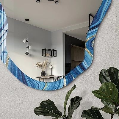 Irregular printed mirror Blue marble