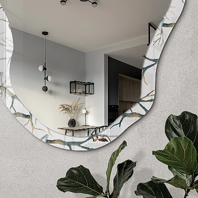 Irregular printed mirror Birds on branches