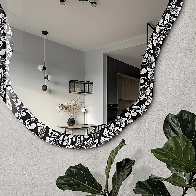 Asymmetric mirror with printed frame Classic ornament
