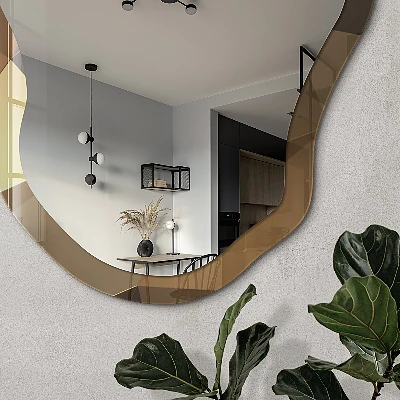 Irregular mirror with printed frame Geometric mosaic