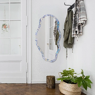 Asymmetric mirror with printed frame Mediterranean tiles