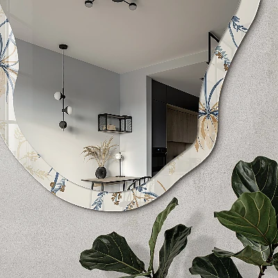 Irregular printed mirror Beige flowers
