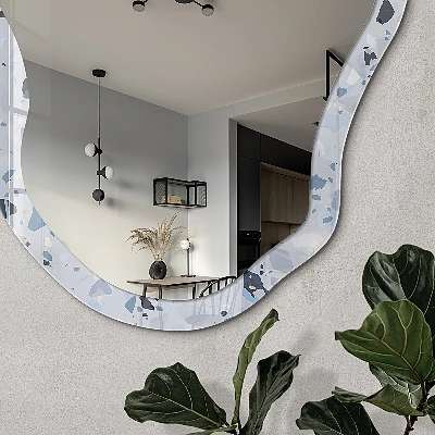 Irregular printed mirror Blue terrazzo
