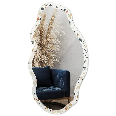 Irregular mirror with printed frame Terrazzo pattern