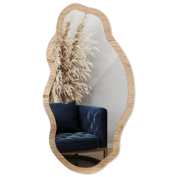 Irregular printed mirror Natural wood