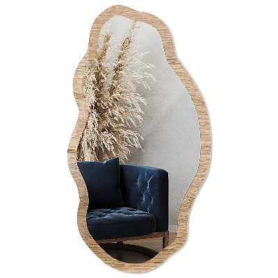 Irregular printed mirror Natural wood