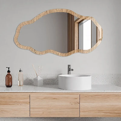 Irregular printed mirror Natural wood