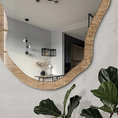 Irregular printed mirror Natural wood