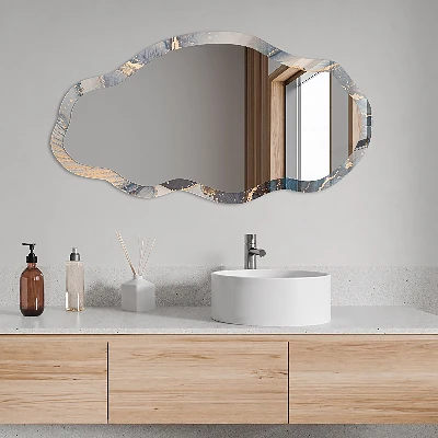 Asymmetric mirror with printed frame A ripple of color