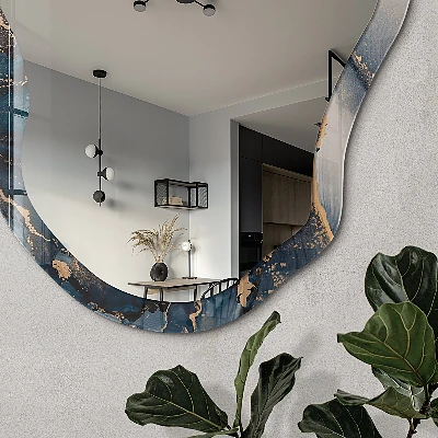 Asymmetric mirror with printed frame A ripple of color