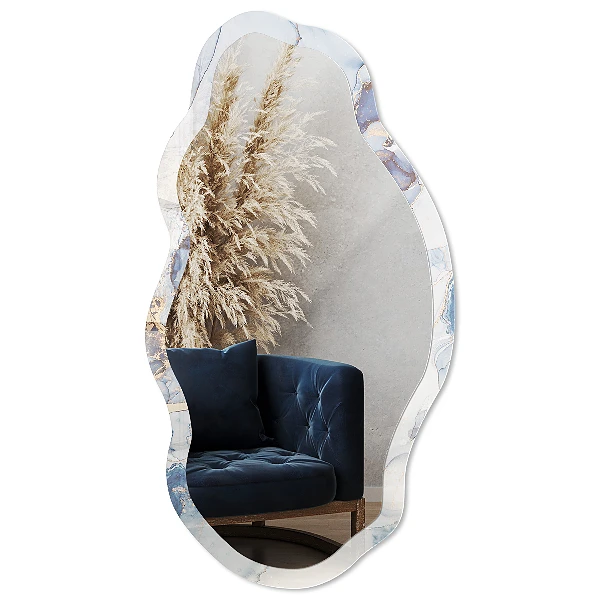 Irregular mirror with printed frame Marine abstraction