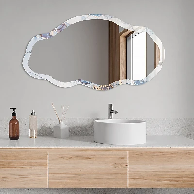 Irregular mirror with printed frame Marine abstraction