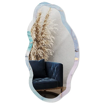Irregular mirror with printed frame Colorful abstraction