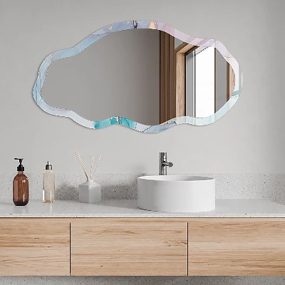 Irregular mirror with printed frame Colorful abstraction