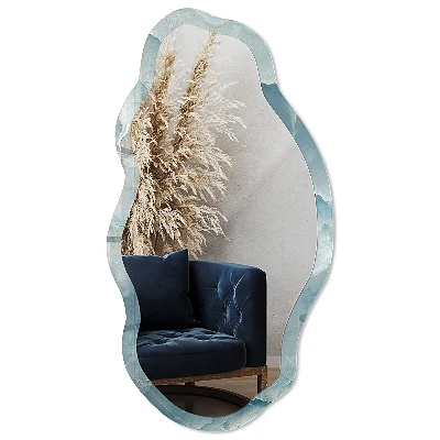 Asymmetric mirror with printed frame Sea texture