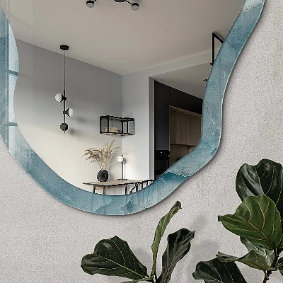 Asymmetric mirror with printed frame Sea texture