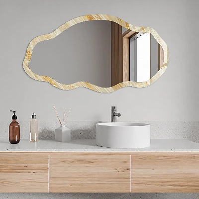 Irregular mirror with printed frame Sunny waves