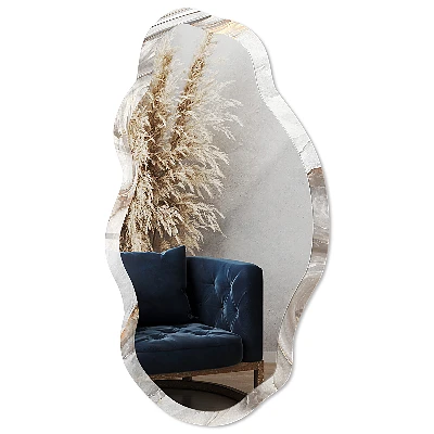 Asymmetric mirror with printed frame Marble abstraction