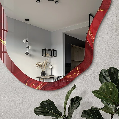 Irregular printed mirror Red abstraction