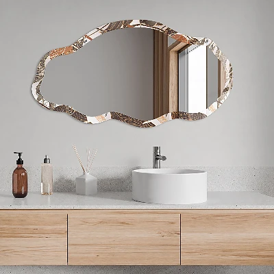 Asymmetric mirror with printed frame Tropical leaves