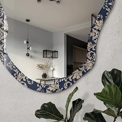 Asymmetric mirror with printed frame Classic ornament