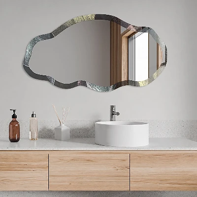 Irregular mirror with printed frame Tropical leaves