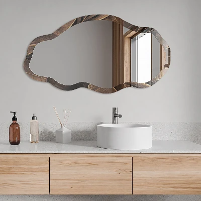 Asymmetric mirror with printed frame Tropical leaves