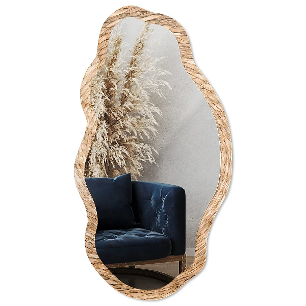 Asymmetric mirror with printed frame Braided texture