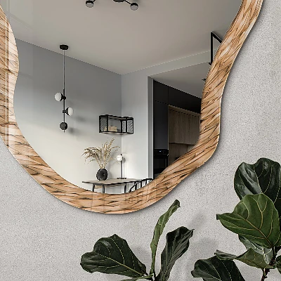 Asymmetric mirror with printed frame Braided texture