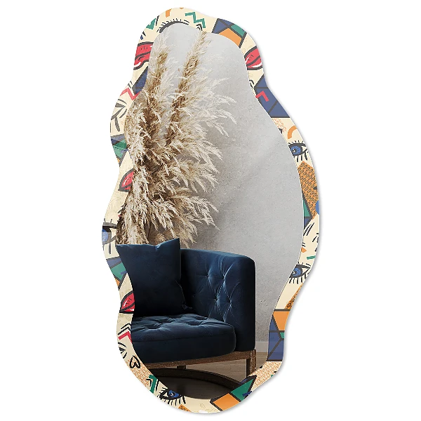 Asymmetric mirror with printed frame Pop patterns