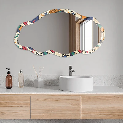 Asymmetric mirror with printed frame Pop patterns