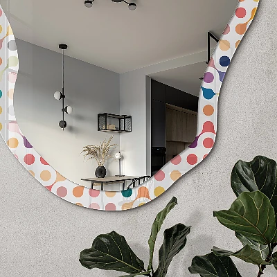 Irregular mirror with printed frame Colorful geometry