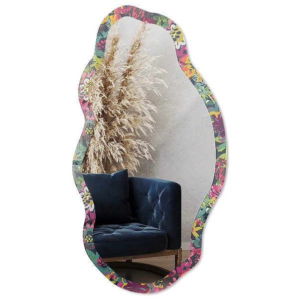 Irregular printed mirror A floral feast